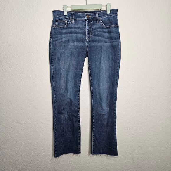 Lauren Ralph Lauren medium wash raw distressed hem straight leg jeans size 6 - Picture 1 of 4